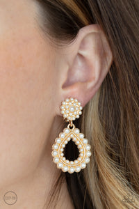 Paparazzi ~ Discerning Droplets ~ Gold Clip-On Earrings
