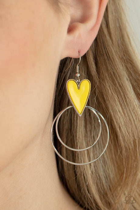 Paparazzi ~ Happily Ever Hearts ~ Yellow Earrings