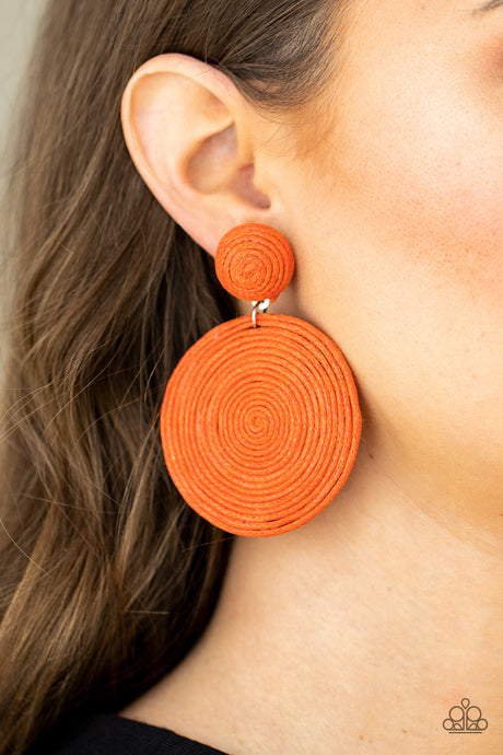 Paparazzi ~ Circulate The Room ~ Orange Post Earrings