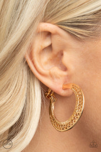 Paparazzi ~ Moon Child Charisma ~ Gold Clip-On Earrings