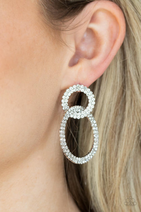 Paparazzi ~ Intensely Icy ~ White Post Earrings