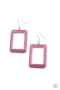 Paparazzi ~ World FRAME-ous ~ Pink Earrings