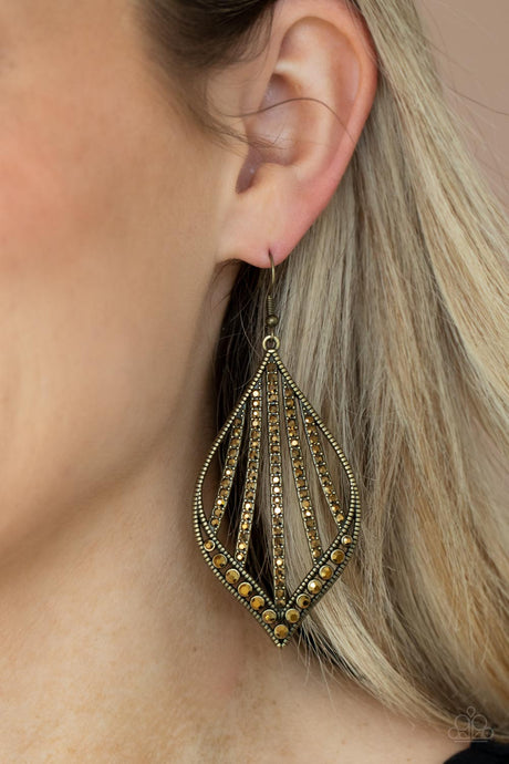 Paparazzi ~ Showcase Sparkle ~ Brass Earrings