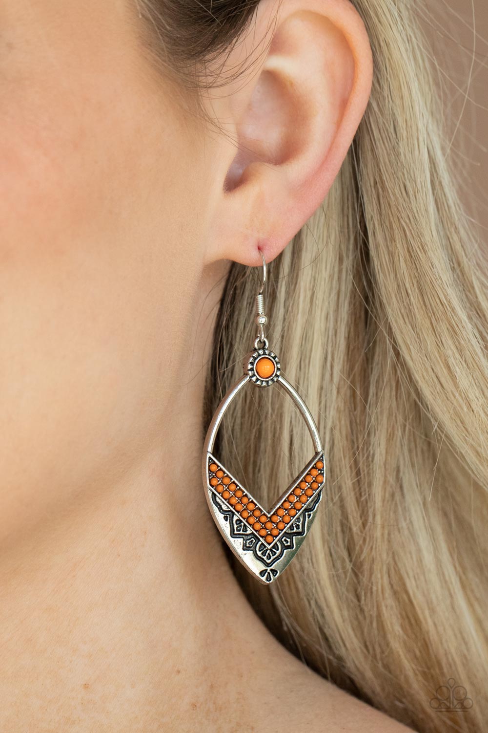 Paparazzi ~ Indigenous Intentions ~ Orange Earrings