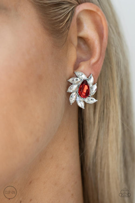 Paparazzi ~ Sophisticated Swirl ~ Red Clip-On Earrings
