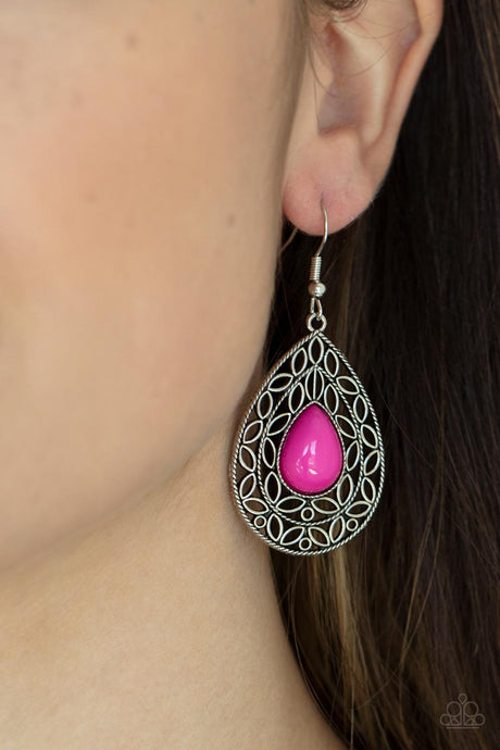 Paparazzi ~ Fanciful Droplets ~ Pink Earrings