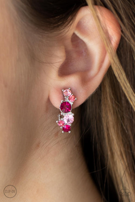 Paparazzi ~ Cosmic Celebration ~ Pink Clip-On Earrings