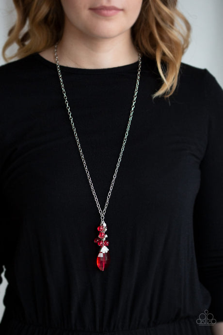 Paparazzi - Crystal Cascade - Red Necklace - Klassy Jewelz Boutique