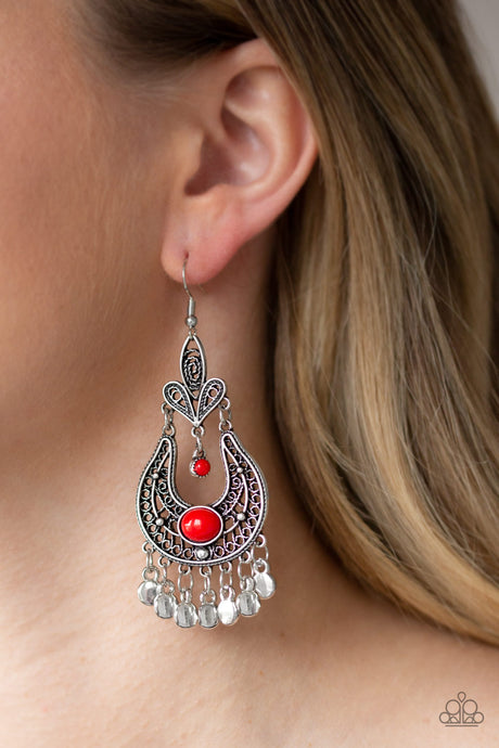 Paparazzi - Fiesta Flair - Red Earrings - Klassy Jewelz Boutique