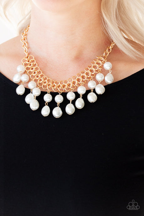 Paparazzi ~ 5th Avenue Fleek ~ Gold Pearl Necklace Set