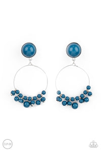 Paparazzi - Cabaret Charm - Blue Clip-On Earrings