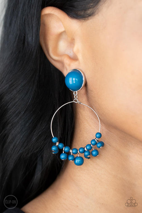 Paparazzi - Cabaret Charm - Blue Clip-On Earrings