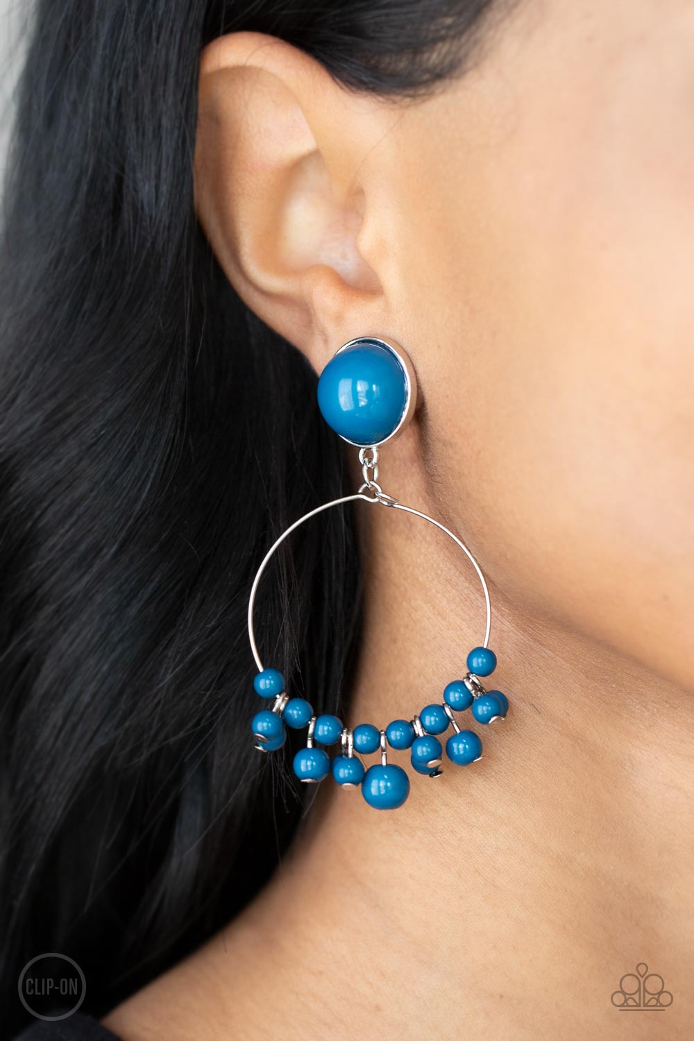 Paparazzi - Cabaret Charm - Blue Clip-On Earrings