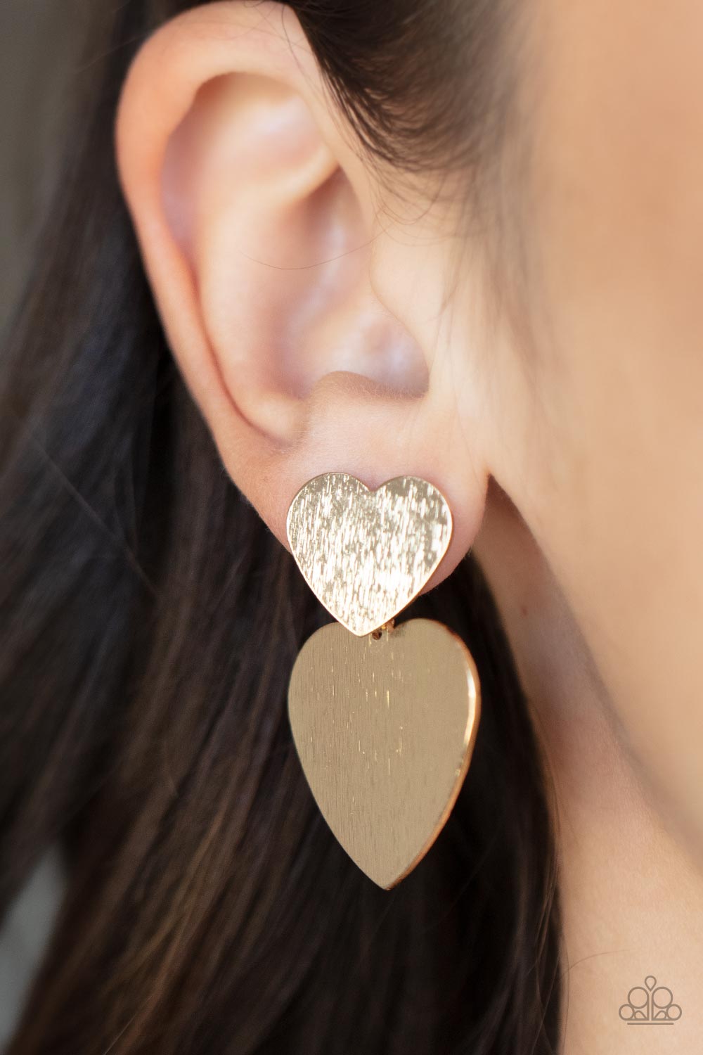Paparazzi ~ Heart-Racing Refinement ~ Gold Post Earrings