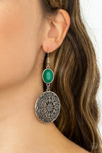 Load image into Gallery viewer, Paparazzi ~ Eloquently Eden ~ Green Earrings
