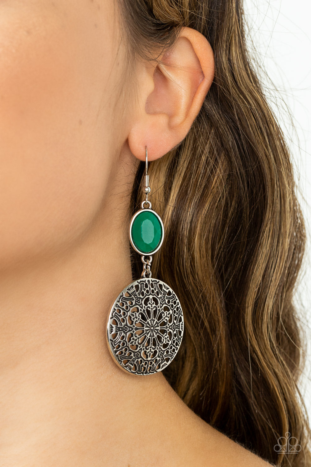 Paparazzi ~ Eloquently Eden ~ Green Earrings