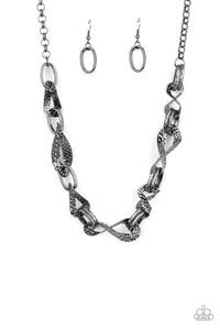Paparazzi ~ METAL of Honor ~ Black Gunmetal Necklace Set