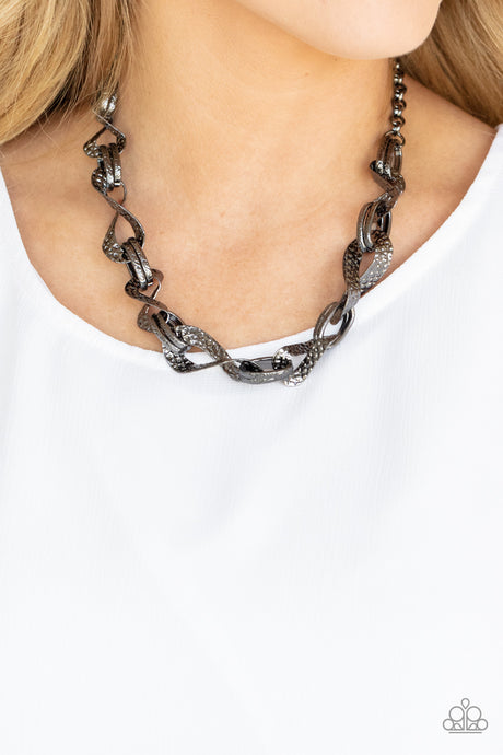 Paparazzi ~ METAL of Honor ~ Black Gunmetal Necklace Set