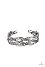 Load image into Gallery viewer, Paparazzi ~ Get Your Wires Crossed ~ Black Gunmetal Cuff Bracelet