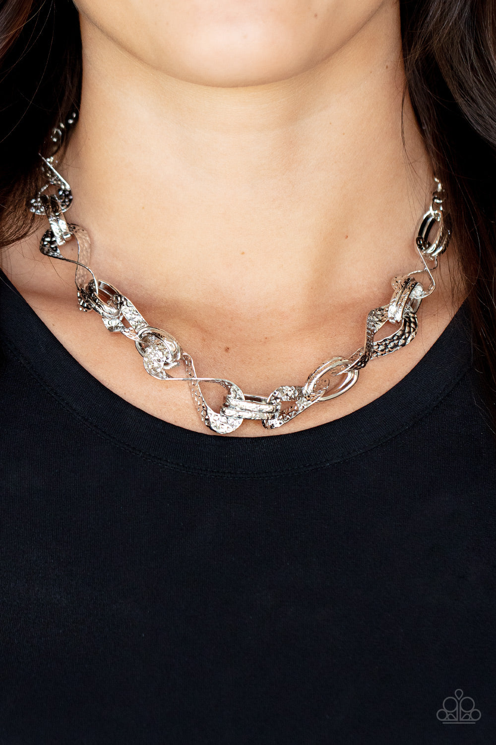 Paparazzi ~ METAL of Honor ~ Silver Necklace Set