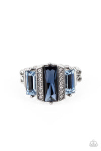 Paparazzi ~ A GLITZY Verdict ~ Blue Ring with a Dainty Stretchy Band