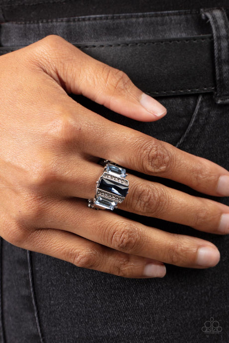 Paparazzi ~ A GLITZY Verdict ~ Blue Ring with a Dainty Stretchy Band