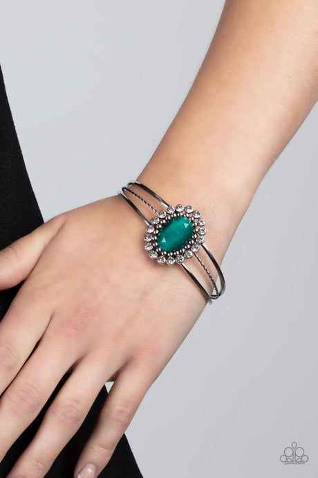 Paparazzi ~ Prismatic Flower Patch ~ Green Cuff Bracelet