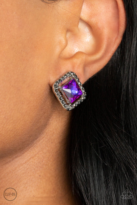 Paparazzi ~ Cosmic Catwalk ~ Purple Clip-On Earrings