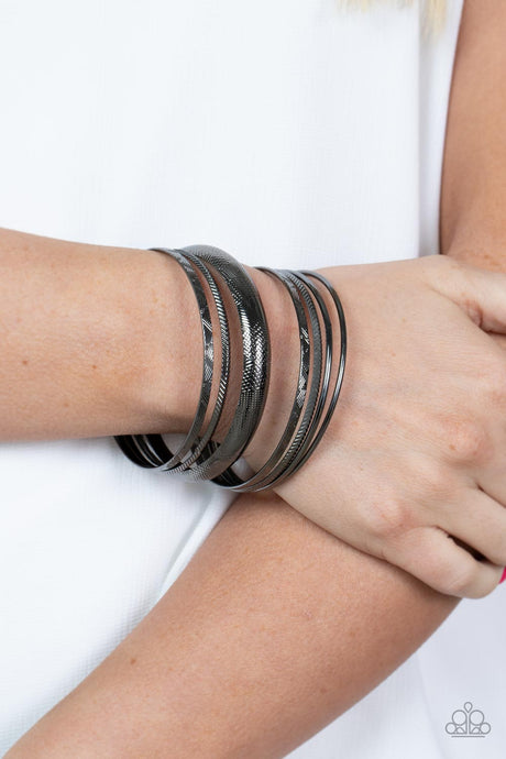 Paparazzi ~ Stackable Stunner ~ Black/Gunmetal Bangle Bracelets