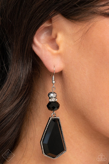 Paparazzi ~ Defaced Dimension ~ Black Earrings (Fashion Fix Exclusive)