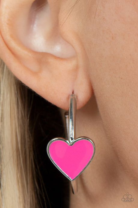 Paparazzi ~ Kiss Up ~ Pink Hoop Earrings