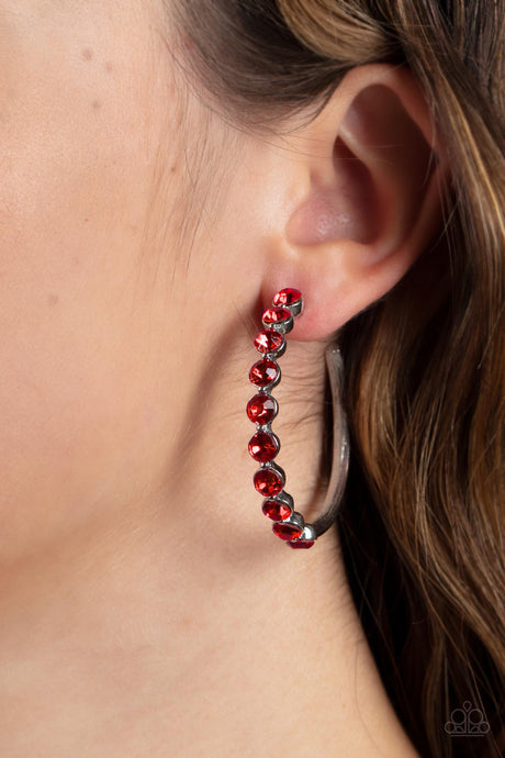 Paparazzi ~ Photo Finish ~ Red Hoop Post Earrings