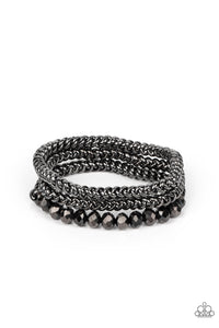 Paparazzi ~ Gutsy and Glitzy ~ Black/Gunmetal Bracelet