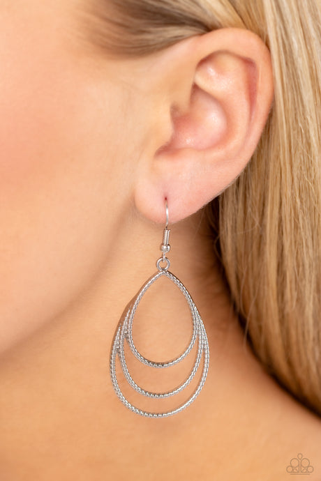 Paparazzi ~ Trendy TIER-Drops ~ Silver Earrings
