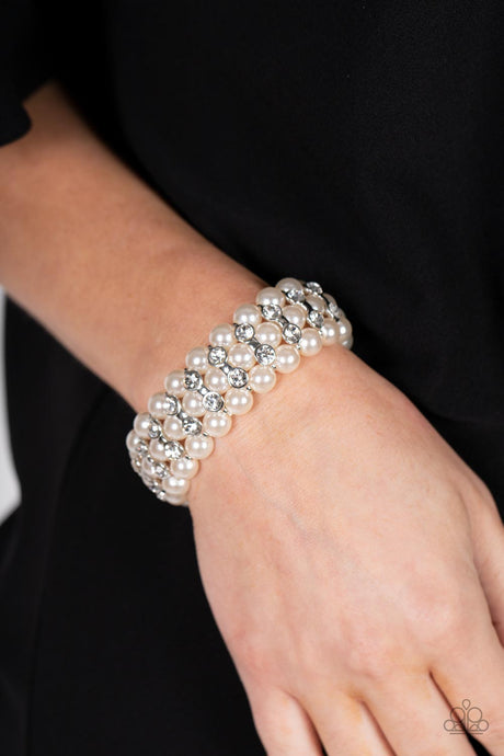 Paparazzi ~ Eiffel Tower Elegance ~ White Pearl Bracelet