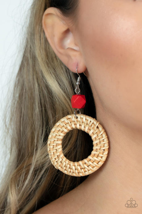 Paparazzi ~ Wildly Wicker ~ Red Earrings