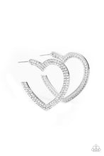 Load image into Gallery viewer, Paparazzi ~  AMORE to Love ~ White Heart Hoop Earrings