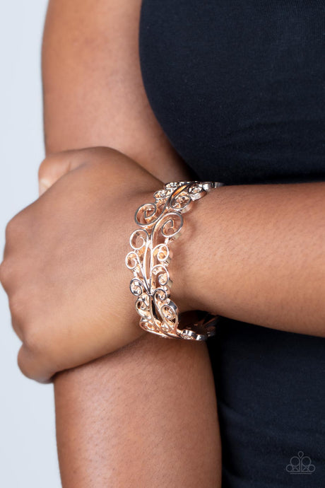 Paparazzi ~ Dressed to FRILL ~ Rose Gold Bracelet with Hinged Closure