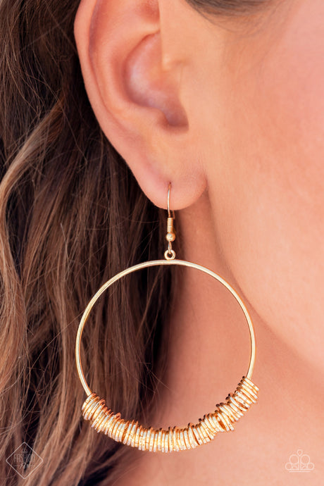 Paparazzi ~ Retro Ringleader ~ Gold Earrings (Fashion Fix Exclusive)