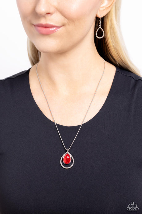 Paparazzi ~ Gorgeously Glimmering ~ Red Necklace Set