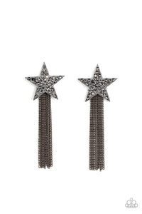 Paparazzi ~ Superstar Solo ~ Black/Gunmetal Post Earrings