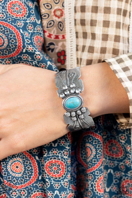 Paparazzi ~ Desert Haven ~ Blue Turquoise Cuff Bracelet (Fashion Fix Exclusive)