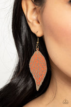 Load image into Gallery viewer, Paparazzi ~ Leafy Luxury ~ Orange and Brass Earrings