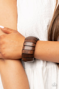 Paparazzi ~ Boardwalk Bonanza ~ Brown Wooden Bracelet