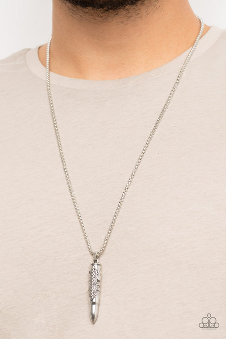 Paparazzi ~ Mysterious Marksman ~ Men's Silver Urban Necklace