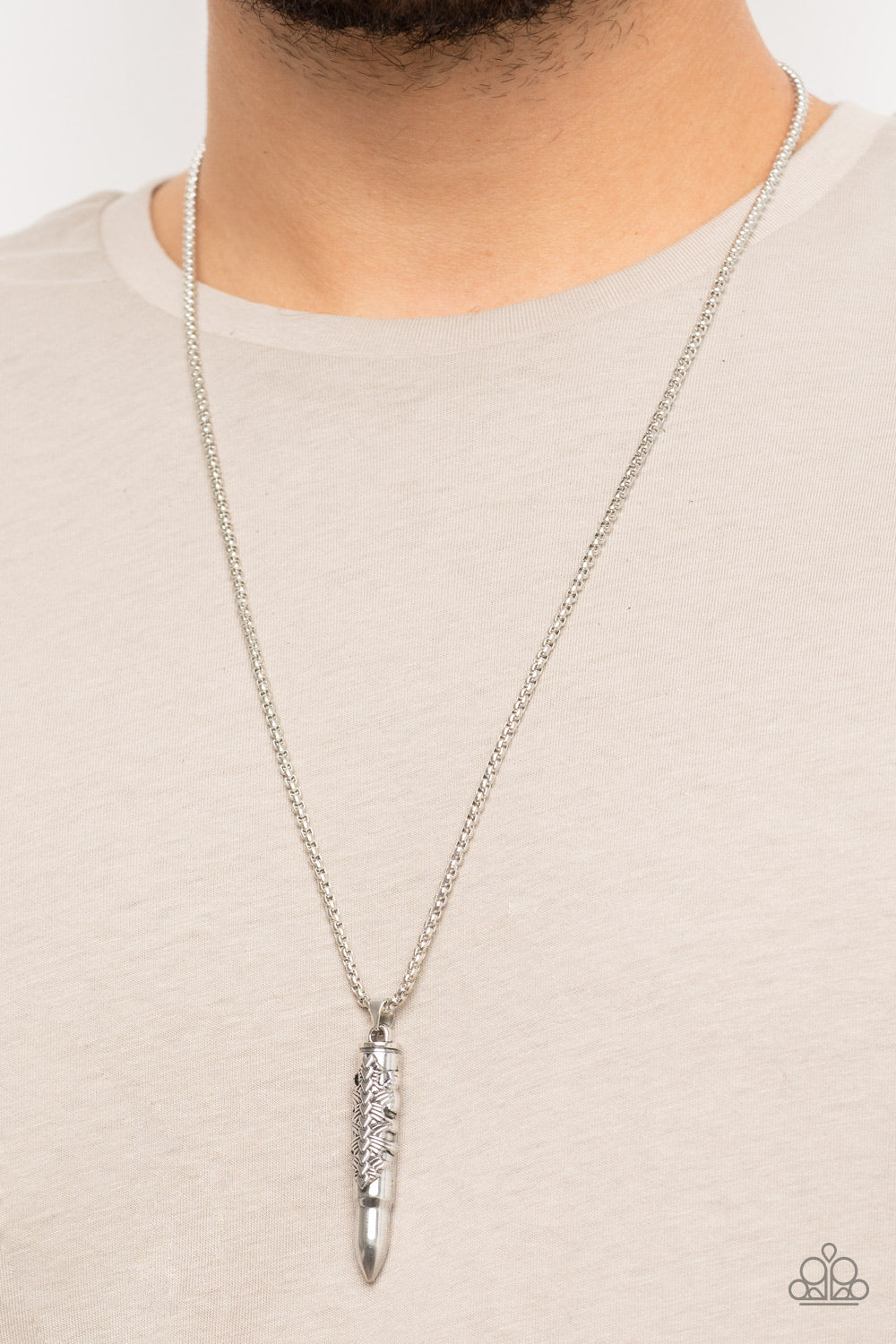 Paparazzi ~ Mysterious Marksman ~ Men's Silver Urban Necklace