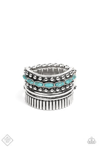 Paparazzi ~ Local Flavor ~ Blue Ring with Stretchy Band (Fashion Fix Exclusive)