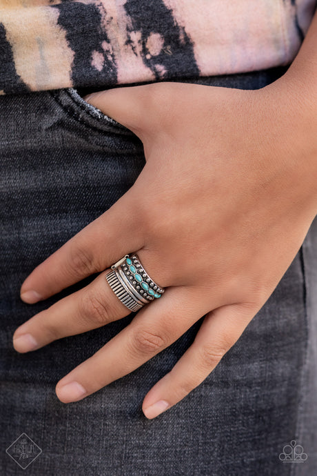 Paparazzi ~ Local Flavor ~ Blue Ring with Stretchy Band (Fashion Fix Exclusive)