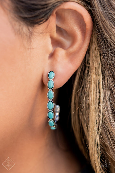 Paparazzi ~ Kick Up a SANDSTORM ~ Blue Turquoise Hoop Earrings (Fashion Fix Exclusive)