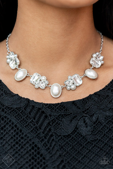 Paparazzi ~ Sensational Showstopper ~ White Necklace and Bracelet Set (Fashion Fix Exclusive)